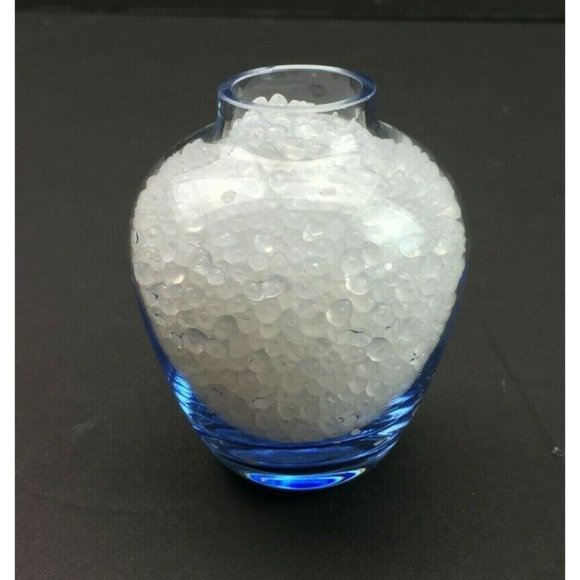 Clear Blue Tinted Glass Fishbowl Style Flower Bud Vase Small 2.75in Decoration - Picture 2 of 7